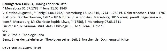 Baumgarten-Crusius, Ludwig Friedrich Otto in Thüringer Pfarrerbuch Band 8