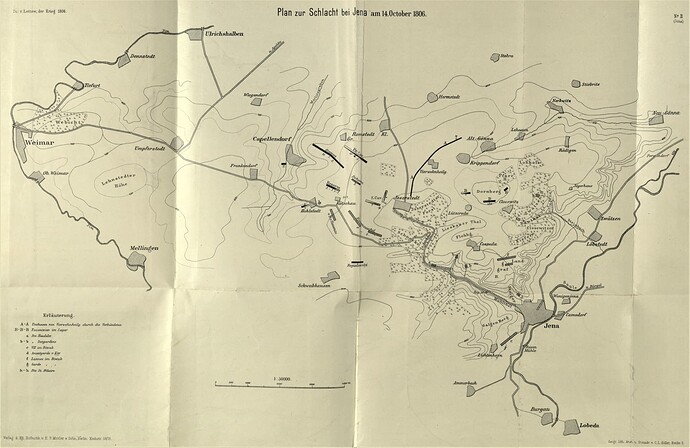 Lettow-Vorbeck O. Der Krieg von 1806 und 1807, Erster Band Jena und Auerstedt Plan zur Schlacht bei Jena am 14.10.1806