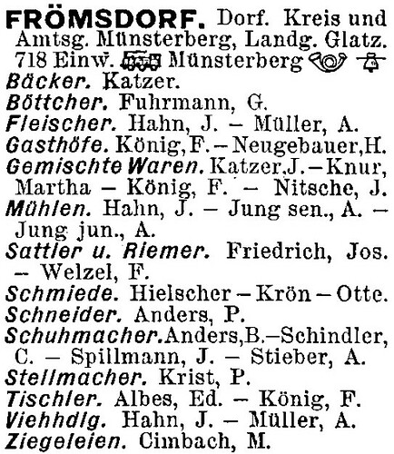 Frömsdorf in Reichsadressbuch für Industrie, Gewerbe und Handel, Band 1, 1898-1899