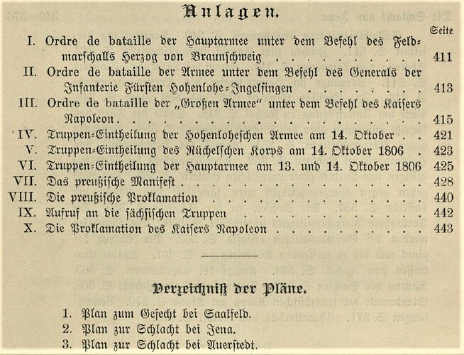 Lettow-Vorbeck O. Der Krieg von 1806 und 1807, Erster Band Jena und Auerstedt Verzeichnis der Anlagen und Pläne