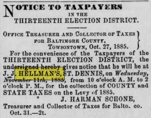 1885 10 31 tax collector at JJ Hellmann