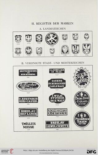 Bretschneider 3 in Die deutschen Zinngießer und ihre Marken Band 4 Schlesische Zinngießer 1926
