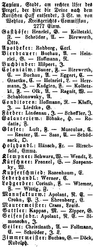 Tapiau in Adressbuch von Ost- und West-Preußen 1866