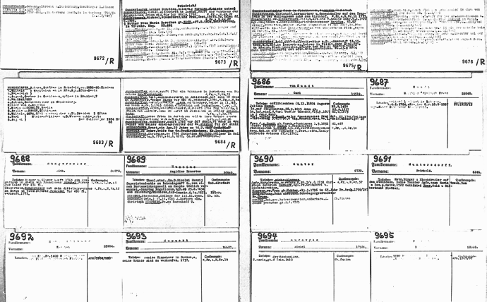 Hundertmarck in Kartei Moeller Nr.  9672 9673 9675 9676 Rückseite