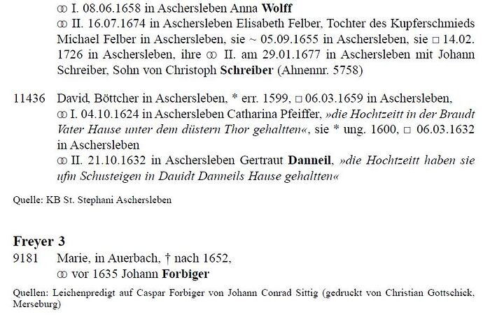 Freyer 2 u. 3 in Ahnenliste Berger SCHRIFTENREIHE DER STIFTUNG STOYE Band 47