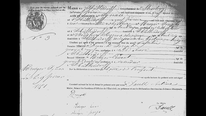 Ignaz Krieger Geburtsurkunde 1851