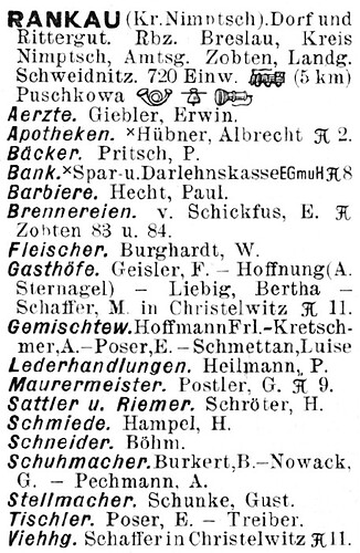 Rankau in DEUTSCHES REICHS-ADRESSBUCH von Rudolf Monse 1916