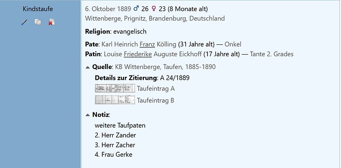 Hartje Wilhelm Franz Christoph Taufe