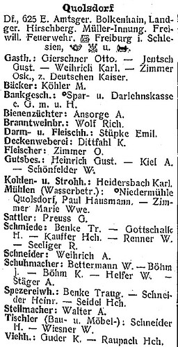 Quolsdorf Kr. Bolkenhain in Adressbuch aller Länder Schlesien 1912