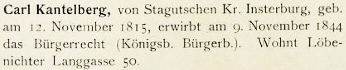 Kantelberg Carl aus Königsberg Ostpr. in Die deutschen Zinngießer und ihre Marken Band 3 Norddeutsche Zinngießer 1923