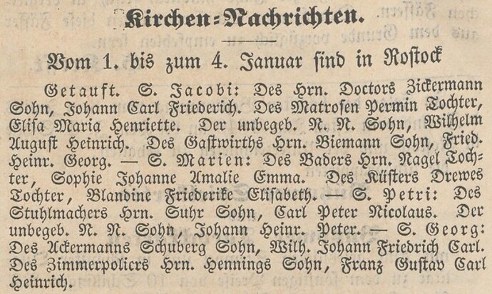 Kirchen-Nachrichten v. 01. bis 04.01.1840 sind in Rostock