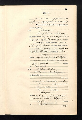 Ottillie Amalie Krüger marriage 1895 page 1