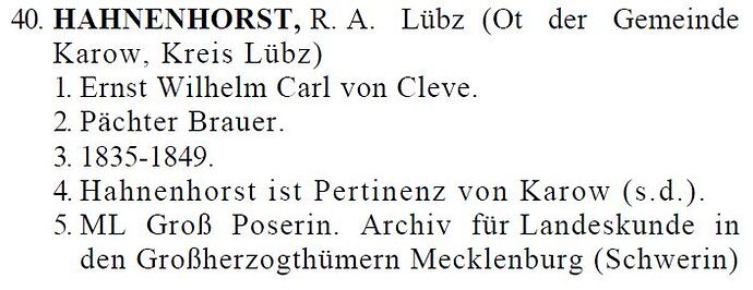 Hahnenhorst 1 in Gesamtverzeichnis der Glashütten in Mecklenburg v. Ralf Wendt