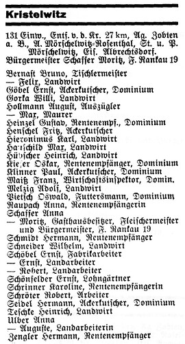 Kristelwitz in Einwohnerbuch Landkreis Breslau 1936, S_113