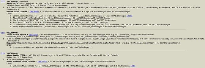 Wischmann in Ortsfamilienbuch Parkentin von Masch