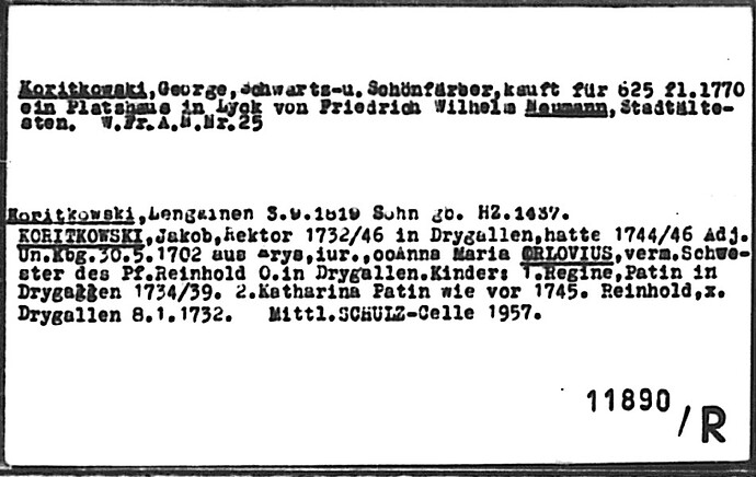 Koritkowski in Kartei Moeller Nr. 11890-R