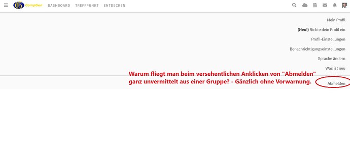 Abmelden auf der Seite Profil