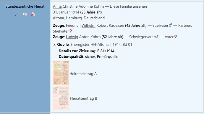 Hartje Wilhelm Franz Christoph Ehe 1