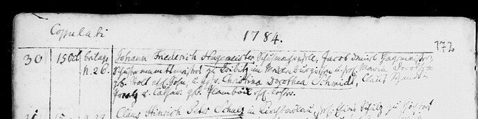 1784 TR Hagemeister oo Schmidt ev. Preetz Nr 30 S 91