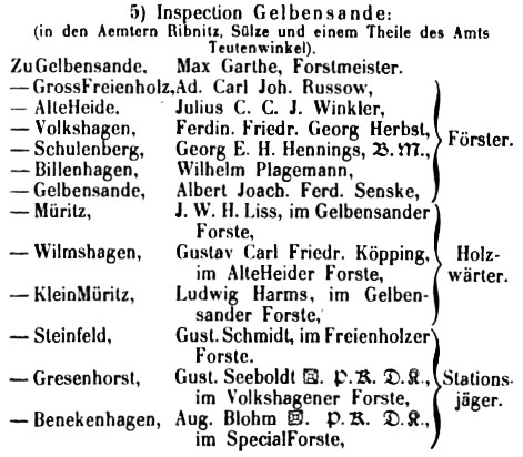 Inspection Gelbensande in Mecklenburg-Schwerinsches Staatshandbuch 1878, S. 62