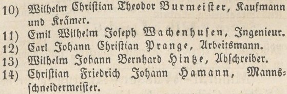 Verzeichniß Bürgerrecht v. Juni 2 1847