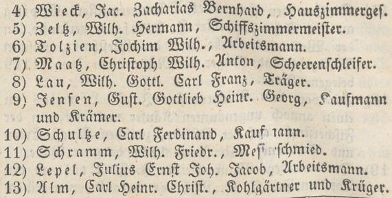 Verzeichniß Bürgerrecht v. Okt. 2 1842