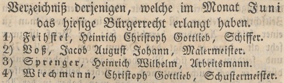 Verzeichniß Bürgerrecht v. Juni 1844