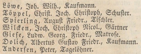 Verzeichniß Bürgerrecht v. Juni 2 1840