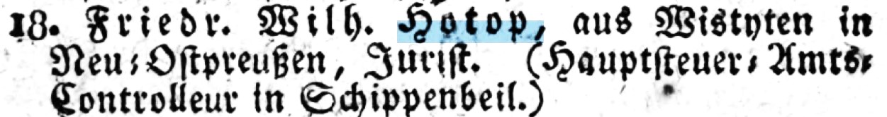 Hotop in Akademisches Erinnerungs-Buch für die welche in den Jahren 1787-1817 die Königsberger Universität bezogen haben (1825), S_169