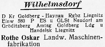 Wilhelmsdorf in Amtliches Industrie- und Handels-Adressbuch der Provinz Niederschlesien 1925